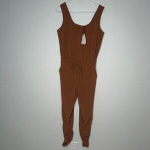 PrAna Railay Jumpsuit Womens XS Outdoors Hiking Camping Clay Orange Gathered Hem